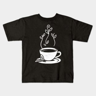 Green Tea Black and White Minimalist Design by Tobe Fonseca Kids T-Shirt